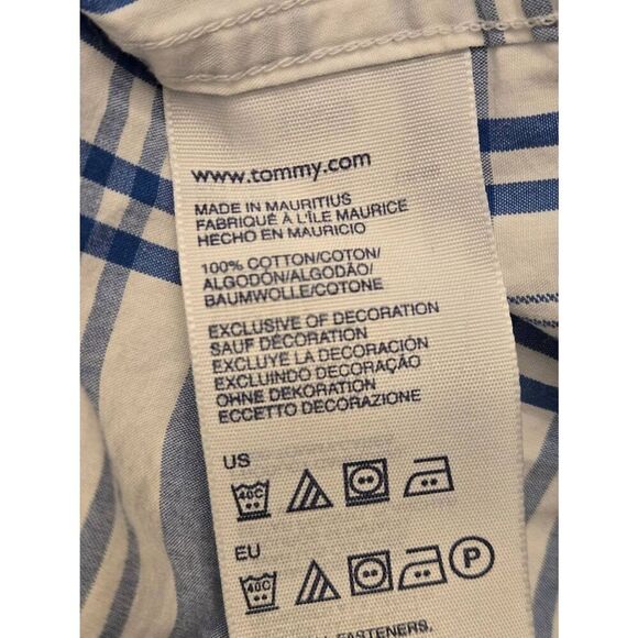 Tommy Hilfiger Mens Size Large Blue/White Button Up Shirt - Picture 6 of 6